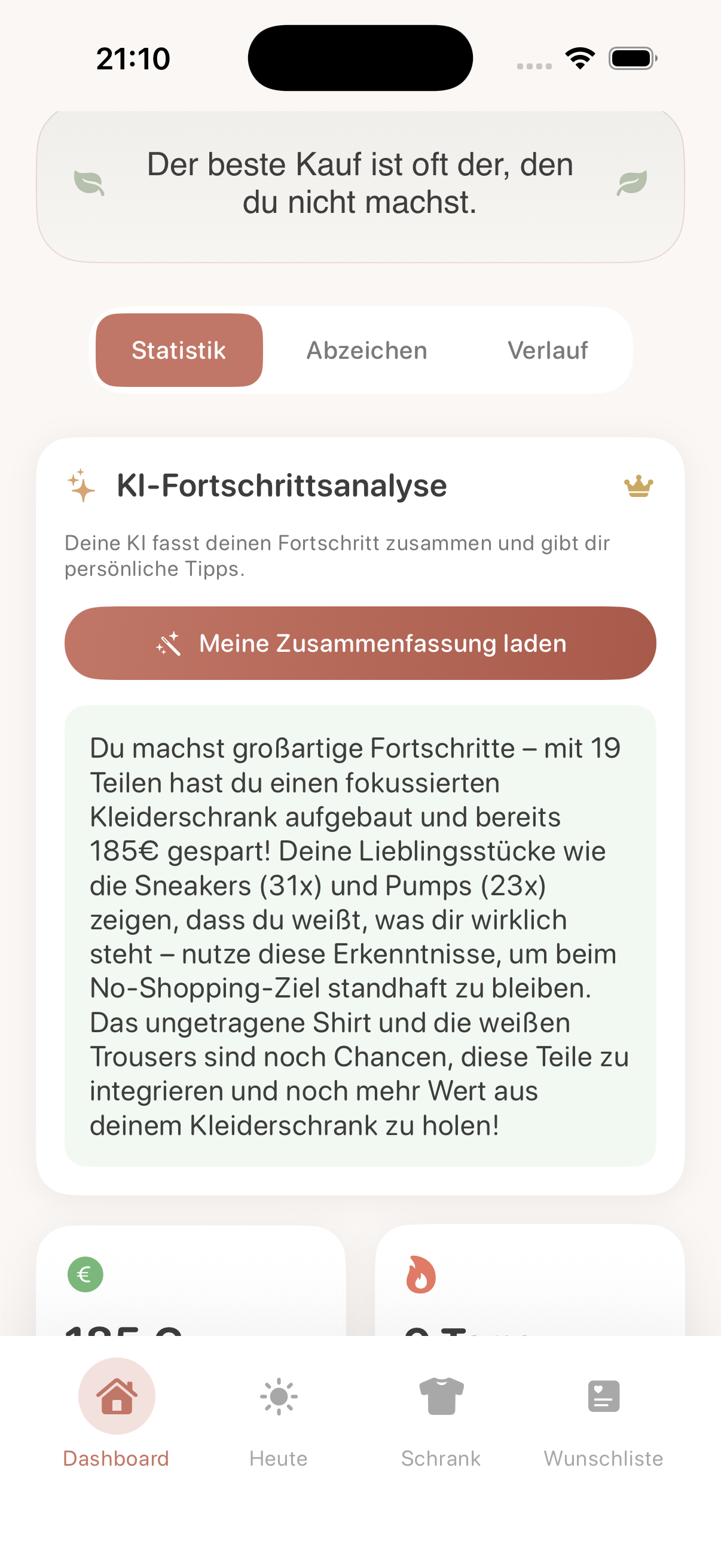 Dashboard – KI-Fortschrittsanalyse